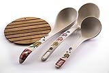 Premium Bamboo Kitchen Ladles, All Natural, Made From 100%, Naturally Fallen Bamboo, Earth Friendly, Great For Soups & Sauces, Perfect Addition To Your Kitchen Utensil Collection, Bamboo Pad Included