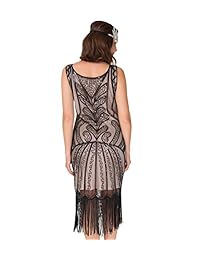 Vestido flapper para mujer de los años 20 - Vestido vintage con cuentas de flecos