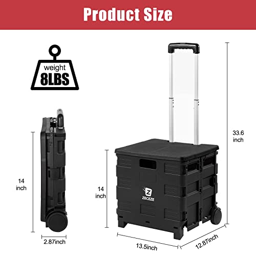Rolling Carts with Wheels and Handle, ZECEZE Folding File Cart for