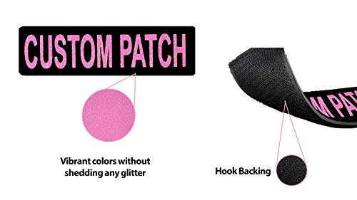 Dogline Custom Patch w/Glitter Letters for Dog Vest, Harness or Collar | Customizable Bling Text | Personalized Patches w/Hook Backing | Name, Agility, Service Dog, ESA | 1 Patch B Pink Text