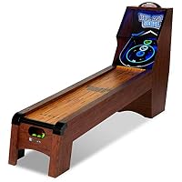 Ready AIM and Throw! Have Loeads of Fun 9 Ft. Roll and Score Table, Arcade Game, Includes 4 Skee-Ball, Electronic Board Scorer Great Sound Effects LED Light - Perfect for Family, Game Nights