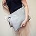 Hunputa Women Leather Handbag Clutch Evening Bag Simple Retro Envelope Package (Gray)