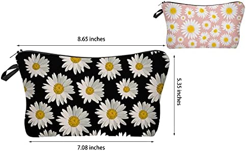 Borsun 2 Pcs Cosmetic Bag for Women Small Make Up Bag Waterproof Travel Toiletries Pouch with Zipper for Organizing Small Items, Gift Bags for Birthday Christmas(Daisy Flower 1) 2 Borsun 2 Pcs Cosmetic Bag for Women Small Make Up Bag Waterproof Travel Toiletries Pouch with Zipper for Organizing Small Items, Gift Bags for Birthday Christmas(Daisy Flower 1)