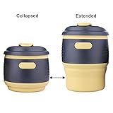 Collapsible Coffee Mug, XREXS Food-Grade Silicone Cup, Portable Travel Mug for Hiking camping,Resuable,Leak-proof Lid, BPA Free,FDA Approved (Malt Yellow)