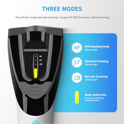 NETUM Wireless Hybrid RFID 2D Barcode Reader UHF RFID Tag Reader and QR 1D/2D Barcode Reading Via Bluetooth Connection for Retail Hospitality System DS8500