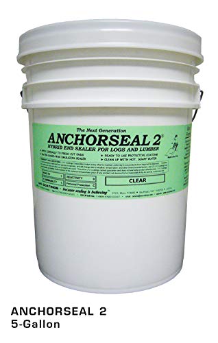 ANCHORSEAL 2 Hybrid Log & Lumber end Grain Sealer - Water-Based Wax & Polymer Prevents up to 90% of end Checking (Drying Splits) on Cut Ends. Green Wood Sealer for Turning Blanks & Bowls. (5 Gallon)