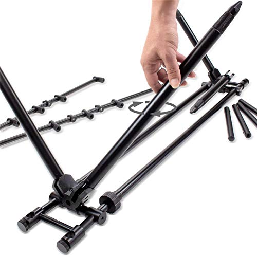 Rod Pod Riverbank - Rutenhalter für 5 Ruten inkl. 5 Bissanzeiger & 5 V-Auflagen - verstellbare Rutenauflage mit Tasche aus Aluminium – Bild 3