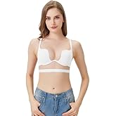 Women's Push Up Plunge Bra Multiway - Convertible Strapless for Low Back Dresses, Lift Support
