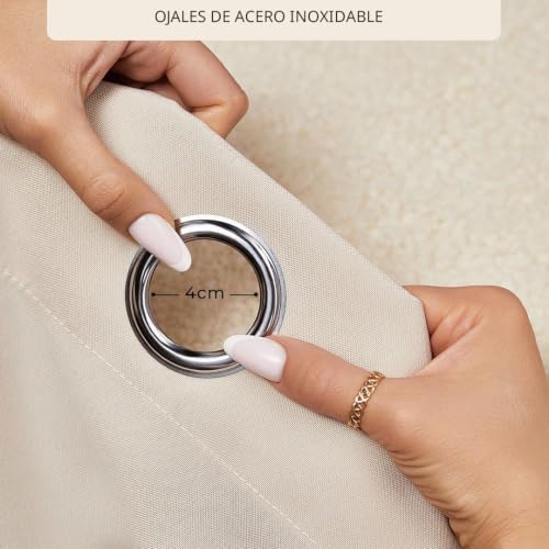 Room99 Aura Curtain 140 x 260 cm with Silver Eyelets, Light Beige, Matte Fabric, Easy Assembly and Maintenance