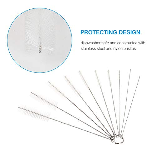 Long Straw Brush, Nylon Pipe Tube Cleaner 8-ihch 10 Different Diameters Set of 10