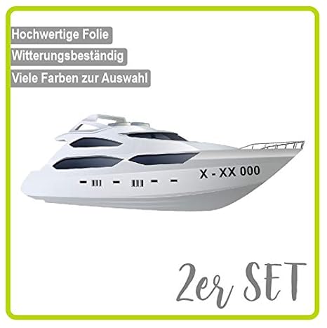 Dinger-Design Bootskennzeichen - 2 Stück Boot Kennzeichen - 10cm Höhe - Boot Name Beschriftung Aufkleber Kennzeichen (Weiß)