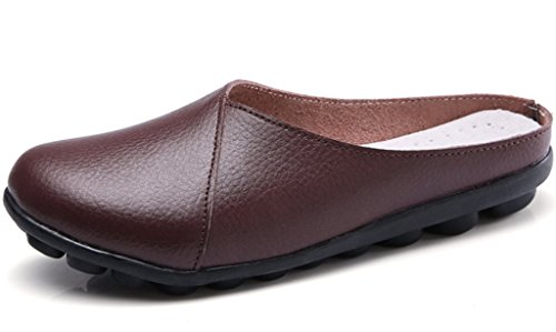 Clarsunny Women's Leather Flat Boots - Casual Soft Round Toe Ankle Boots