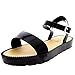 Womens Flatform Buckle Peep Toe Wedge Vacation Festival Strappy Sandals - Black - 6 - 37 - CD0129