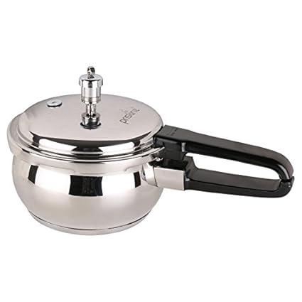 Pristine Tri Ply Induction Base Stainless Steel Handi Pressure Cooker, Silver / 2.5 Ltrs