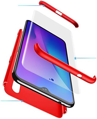 hyujia for VIVO Nex S Case,3 in 1 Slim Soft PC Matte Case+360 degrees TPU Flexible Coque caso Silicone Cover[Tempered Glass Screen Protector]-Red