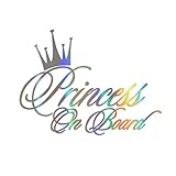 KANWAWO Laser Car Stickers and Decals Princess ON Board Stickers for Girl Car Styling Bumper Stickers Car Body Door Window Stickers Vinyl Stickers Decals (2pcs Princess ON Board, 165 x 109 mm)