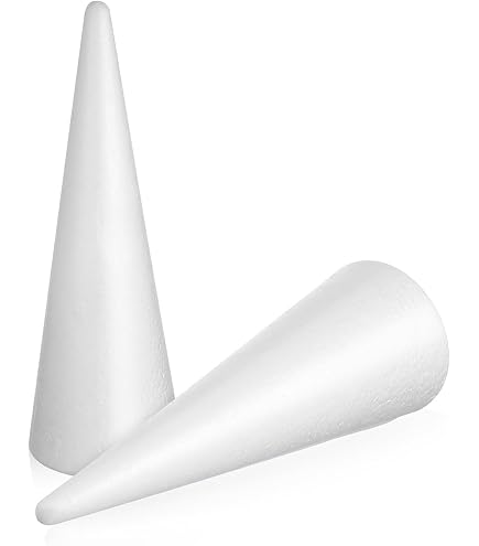 NUOBESTY Lot de 24 cônes en mousse blanche pour loisirs créatifs, loisirs créatifs, projets d'artisanat faits à la main, centres de table pour sapin de Noël, 10 cm