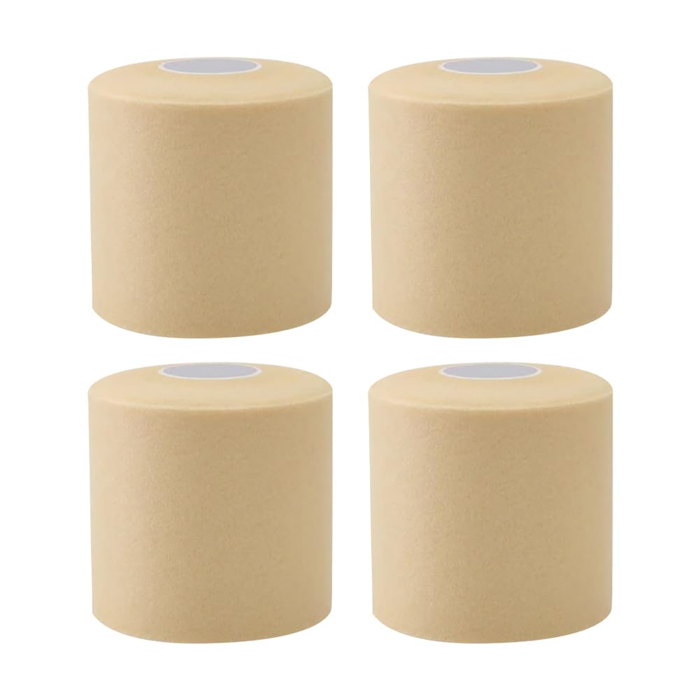 FSSTUD 4 Rolls Sport Pre Wrap Tape Athletic Ankle Warp Tape Athletic Prewrap Tape Foam Underwrap Athletic Tape Wrist Support Tape Foam Bandage Underwrap Roll Nude