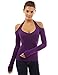 PattyBoutik Women's Halter Cut Out Shoulder Long Sleeve Top (Bright Purple S)