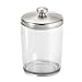 iDesign Gina Plastic Bathroom Vanity Canister with Lid for Cotton Balls, Swabs, Cosmetic Pads, Candy, 3.25