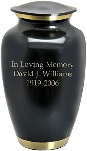 Custom Engravable Dark Pewter with Two Gold Bands Cremation Urn (11", Engraved)