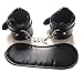 Jelove Soft Fur Leather Handcuffs Adjustable Black