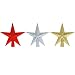 Aneco 3 Pack 4 Inches Glittered Mini Star Christmas Tree Topper Star Treetop for Small Christmas Tree Ornaments, Gold Silver and Red