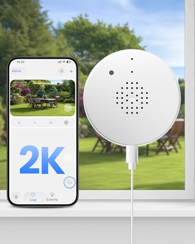 AKINGUAR 2K 3MP Window Camera, 3MP Indoor WiFi Surveillance Camera 2.4GHz, Color Night Vision, People/Vehicle Detection, Two-Way Audio, 24/7 Recording, Easy Installation