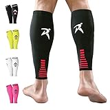 Rymora Calf Compression Sleeves Men Women Shin Splints Running (Pair Black) (XL)