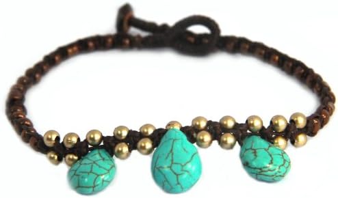 Handmade Anklet Turquoise Color Drop Shape Boho Bohemian (S4730)