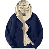 PEHMEA Men's Warm Thicken Fleece Hoodie Sherpa Lined Full-Zip Sweatshirt Jacket