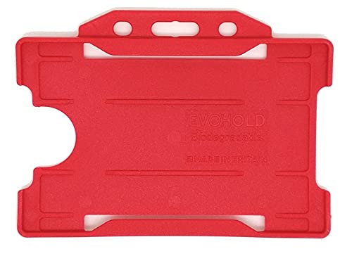 Identity-Plus: Red Rigid Open Faced Landscape ID Card Badge Pass Holder (100)