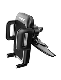 Soporte para teléfono celular Mpow, soporte universal para insertar en la ranura de CD con tres agarres y diseño táctil para iPhone X 8 8Plus 7 7Plus 6s 6P 5S, Galaxy S5 S6 S7 S8, Google, LG, Huawei y más, Negro