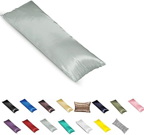 TAOSON Silky Soft Satin Body Pillow Cover Pillowcase Pillow Protector Cushion Cover with Zippers (21"x54"/51x140cm,Silver)