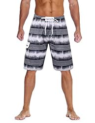 unitop Men's Striped Swim Trunks Long Beach Board