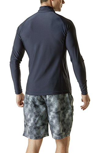 Tesla TM-MSZ03-DGY_2X-Large Men's UPF 50+ Zip Front Long Sleeve Top Rashguard Swimsuit MSZ03