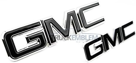 2 NEW CUSTOM 15-17 GMC YUKON XL DENALI CHROME &amp; BLACK GRILL &amp; LIFT GATE EMBLEMS
