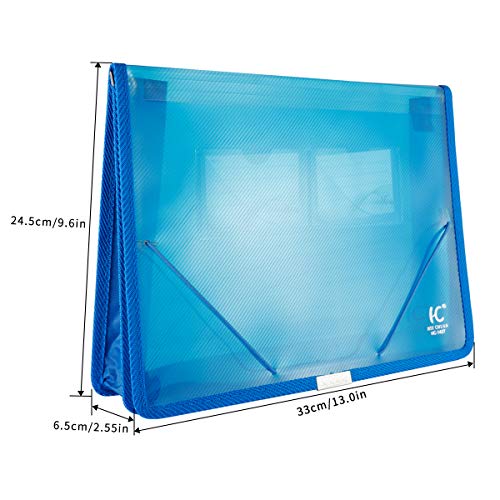 HC Eco-Friendly Plastic File Folders Clear Premium Poly Envelope Folder with Elastic Tape and Card Slot, Durable & Waterproof Great for Office, Home, School Organization - Blue - Thumbnail 2