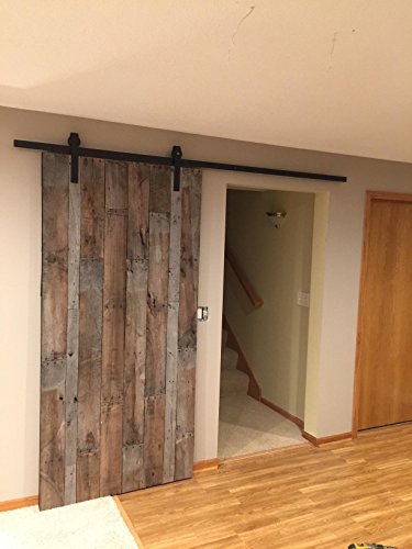 8FT Heavy Duty Black Sliding Barn Wooden Door Hardware Track Kit With Soft Close(8FT Single Door) …