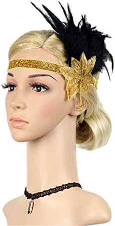 Roaring Art Deco 1920s Flapper Feather Headpiece Roaring 20s Great Gatsby Headband for Women 1920s Headwear