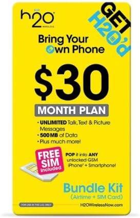 H20 Wireless $30 Plan Tri Cut Sim Card First Month Included 3GB Data Unlimited Talk Text 50 Countries Calling Free