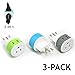 Orei Italy, Uruguay Type L Power Plug Adapter 3 Pack - 2 Usa Inputs, safe for cell phones, laptops, camera chargers, Cpap, and more US-12A