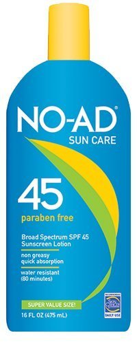 NO-AD Sunscreen Lotion SPF 45 16 ounce, Pack of 2