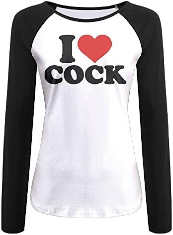 Hilary Women's I Love Cock Baseball Raglan Jersey T-Shirts 3/4-Sleeve S