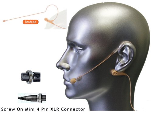 AV-JEFE AVL670 Professional Omnidirectional Earhook Microphone (Tan Color, with Mipro Screw-on Mini 4pin XLR Connector)