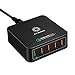 Quick Charge 2.0 Desktop Charger, [Qualcomm Certified] KINGCOO 40W 5-Port USB Charger Desktop Charging Station Wall Charger USB Power Adapter (Quick Charge 5V/2.4A 9V/2A 12V/1.5A) - Black