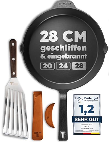 TECOR Gusseisenpfanne Induktion 28 cm geschliffen, universell, natürlich