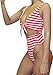 Faaaashion Women’s Sexy High Waist Pink Stripe Printed One Piece Swimsuits Beach Wear