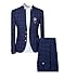 Cloudstyle Mens Unique Slim Fit Checked Suits 2 Piece Vintage Jacket and Trousers,Navy,Large