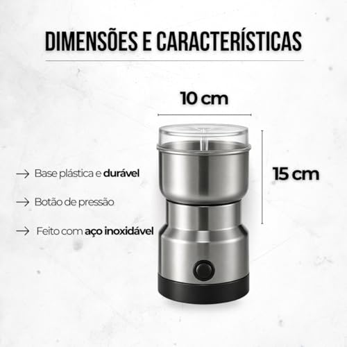 Moedor de Café Elétrico Inox 220V para Grãos Temperos e Especiarias